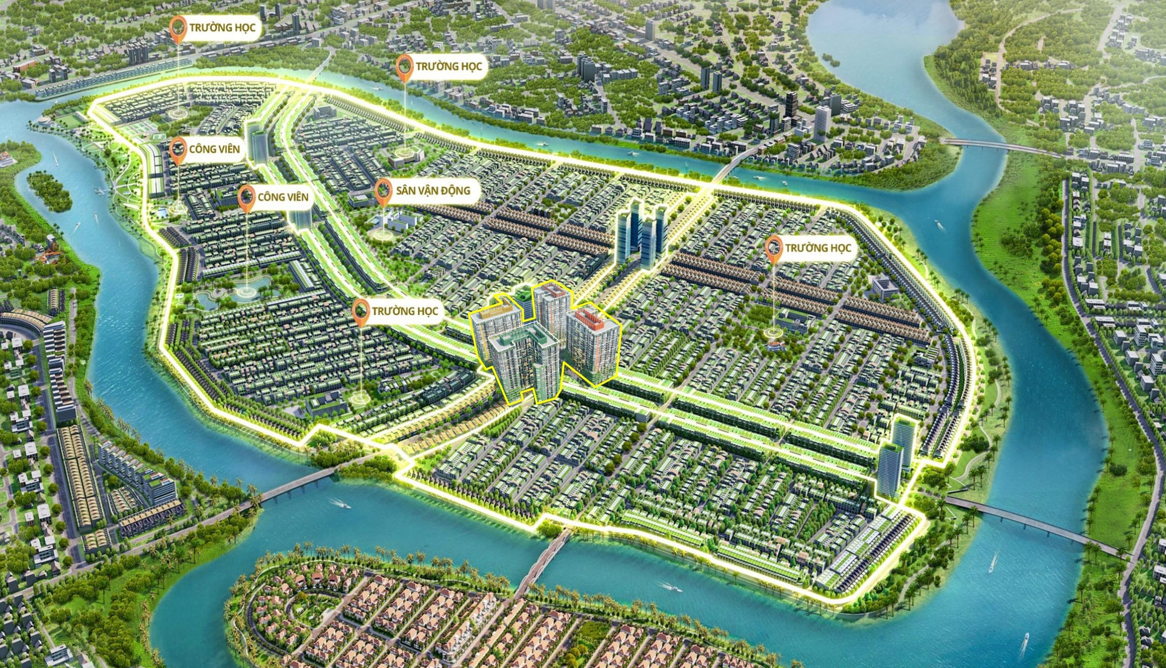 vị trí 4 tòa căn hộ fours tower